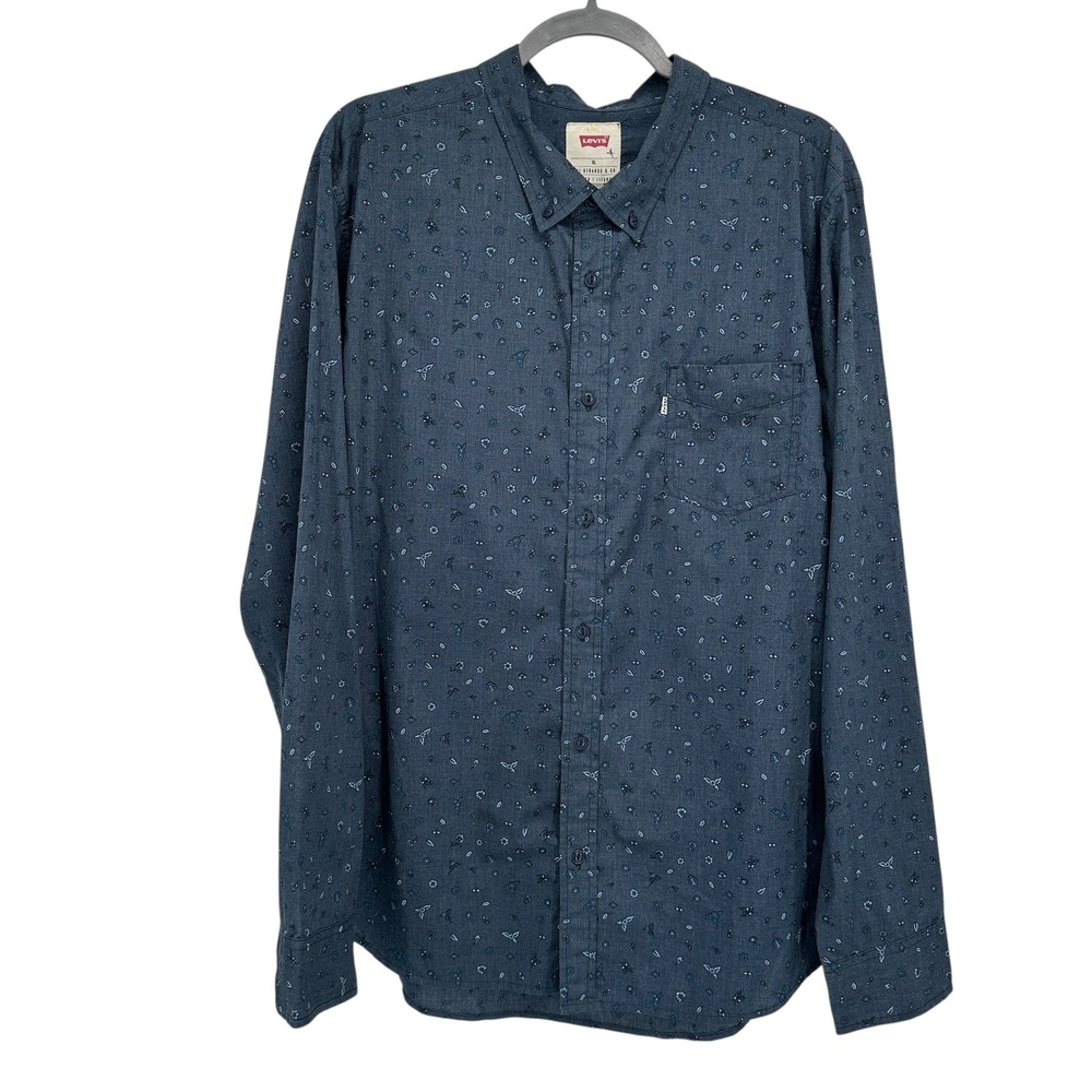 Levi's Men's‎ Long Sleeve Button Up Shirt XL Dark Blue Floral Print